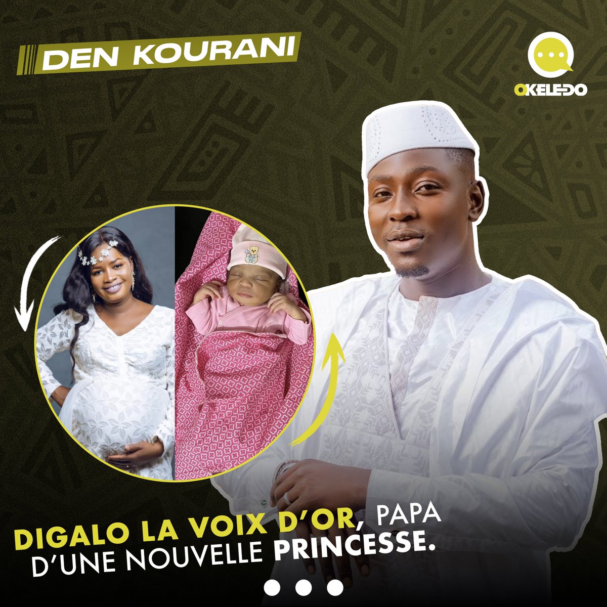 Okeledomag's tweet photo. Ma voix n'est pas aussi belle et dorée comme celle de Digalo La Voix D'or mais c'est pas cela qui va me freiner dans mon élan de crier haut et fort que sa femme vient de nous offrir une adorable princesse🙏🥰
#Digalo #Okeledodenkourani https://t.co/dCQw09W8Zd