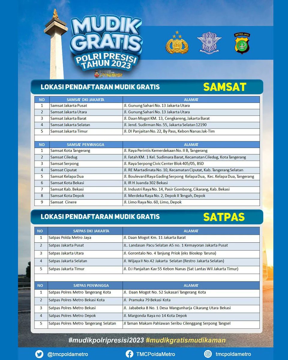 HumasPutih's tweet photo. MUDIK GRATIS POLRI PRESISI TAHUN 2023

@kapoldametrojaya
@pandowohendro_007
@trunoyudopatriatama
@tmcpoldametro
#kapoldametrojaya
#poldametrojaya
#humaspoldametrojaya
#kabarpmj
#mudikpolripresisi2023 https://t.co/JVnBrWpHG7