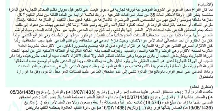 إبطال "سند لأمر" 
  لعدم الاستحقاق..
وحيث نازع المدعي في استحقاقه ولم تقدم المدعى عليها سبب استحقاقها.. ويشترط في السبب ان يكون موجودا غير مخالف للنظام العام والا لبطل الالتزام لانعدام سببه اولعدم مشروعيته، وبما ان المدعى عليها لم تبين سبب استحقاقها واكتفت بمجرد الدفع المرسل..