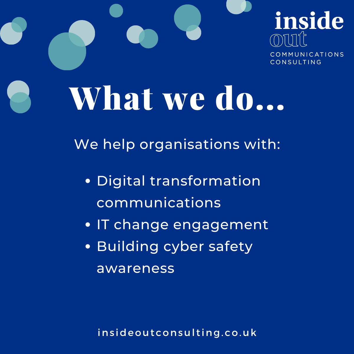 Whether you’re looking for advice on sharing your vision with your people, want support with an IT change project or need to change behaviour around cyber safety, we’re here to help. Learn more about our #InternalCommunications consultancy on our website bit.ly/3nrB20W.