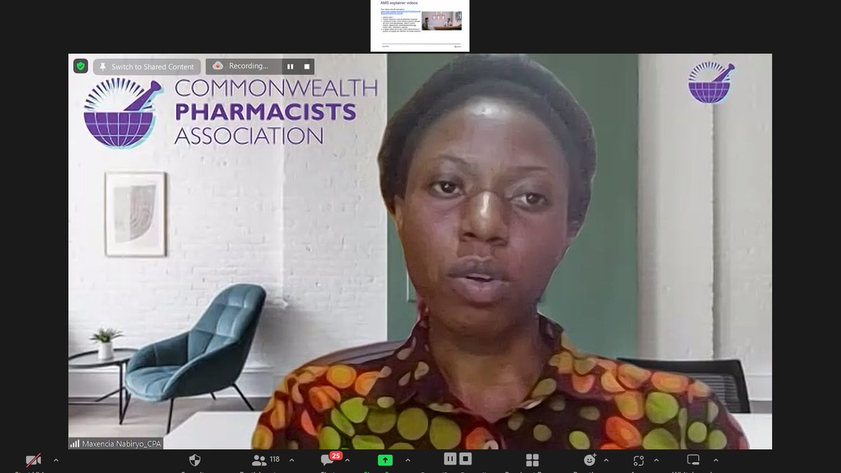 CW_Pharmacists's tweet photo. At our inception event, Maxencia Nabiryo describes tools that are improving the understanding of #AntimicrobialStewardship developed through the #CwPAMS programs
These include AMS explainer videos & the famous #AMSgame which has been shortlisted for an #AntibioticGuardian Award https://t.co/uez5UJWMSs