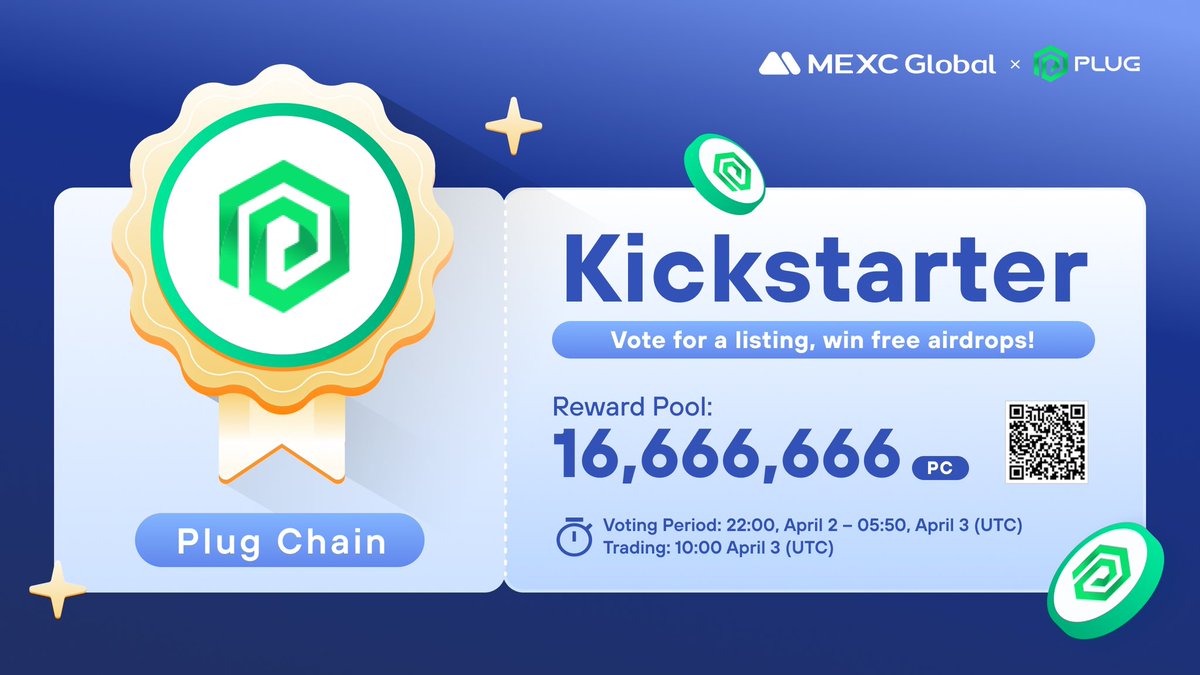 MEXC's tweet photo. The @Plugchainclub Kickstarter is coming to @MEXC_Global🔥 
 
🗳Vote with $MX to support the $PC listing and share 16,666,666 $PC airdrops
⏰Voting period: 22:00 Apr 2 - 05:50 Apr 3 (UTC)
📈Trading: 10:00 Apr 3 (UTC)

Details: https://t.co/VMNRC7JJDz 

#MEXC #PlugChain https://t.co/OVjeGtoEt4