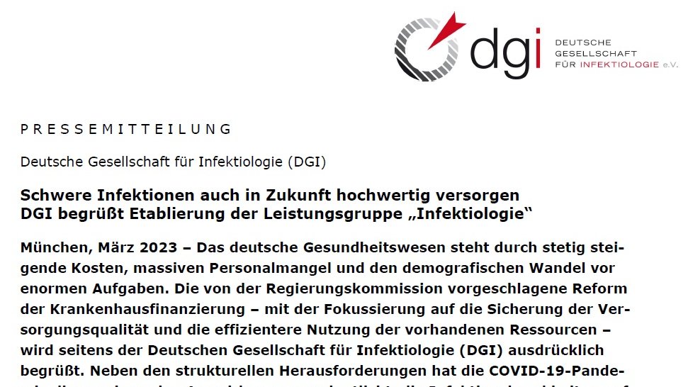 InfektioDE's tweet photo. Schwere Infektionen auch in Zukunft hochwertig versorgen: Die DGI begrüßt die Etablierung der Leistungsgruppe „Infektiologie“ 
https://t.co/6Mz7CyVTC8 https://t.co/uO4QBnSGLB