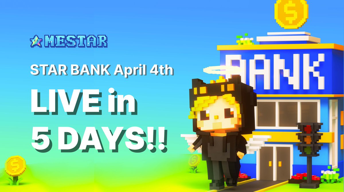 MeStar_Game's tweet photo. 💸Ready to stake Mia and Earn???
🌟STAR Bank will be live in 5 DAYS!!!
💰LFG to the Star MeStar fam!🚀🚀🚀
#StakingRewards #stakingcoming #NFT #NFTs https://t.co/NanTkYwwlQ