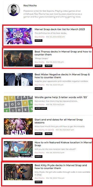 den on X: Hi @DotEsports, I randomly happened to find you had a Marvel Snap  article page. And most, if not all of those, come from plagiarized  @MarvelSnapZone pieces. I have never