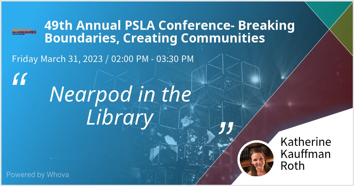 I am speaking about ⁦<a href="/nearpod/">Nearpod</a>⁩ at 49th Annual PSLA Conference- Breaking Boundaries, Creating Communities. Please check out my talk if you're attending the event! #nearpod #pioNears #PSLA - via #Whova event app