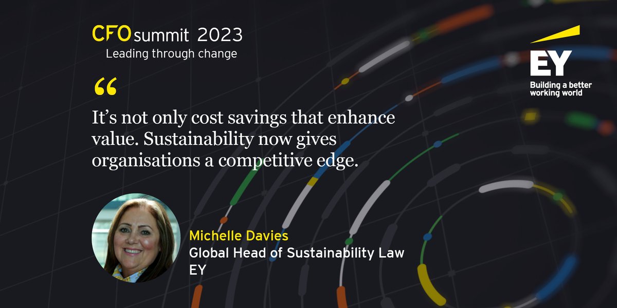 EY_Ireland's tweet image. Michelle Davies, Global Head of Sustainability Law, EY states that the primary focus within an organisation should not simply be cost savings; sustainability provides companies with a competitive edge to differentiate within the market.

#CFOSummit #LeadingThroughChange