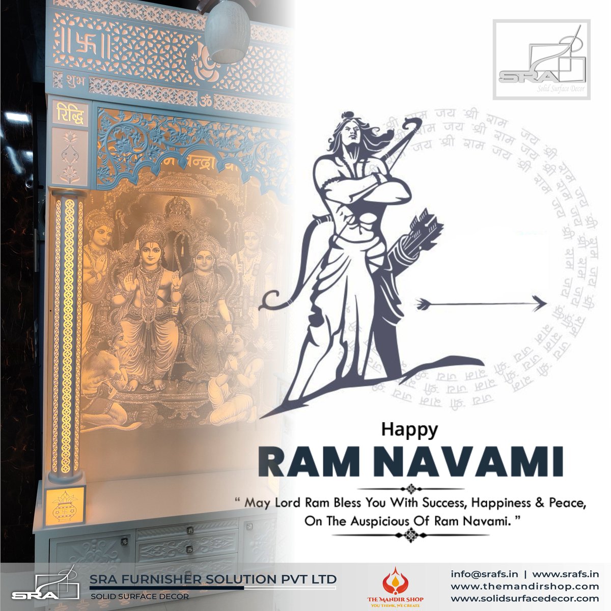 I wish you and your family joy, harmony and prosperity on this special festival. Happy Ram Navami.

#ramnavmi #happyramnavami #mandir #templedesign #templedecor #templeidea #TempleForHome #coriandesign #coriantemple #AcrylicSolidSurface #AcrylicSolidSurfaceTemple