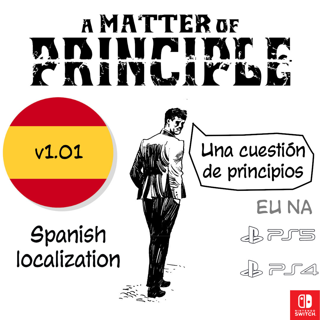 DillyFrameGames's tweet photo. #visualnovel A Matter of Principle now has full #spanish localization. Update is available now on EU and NA regions on #PS4 #PS4 and #NintendoSwitch #indiegame #localization #amatterofprinciple
Enjoy the story in your native language!
Steam got the update earlier. https://t.co/F66llhyVZg