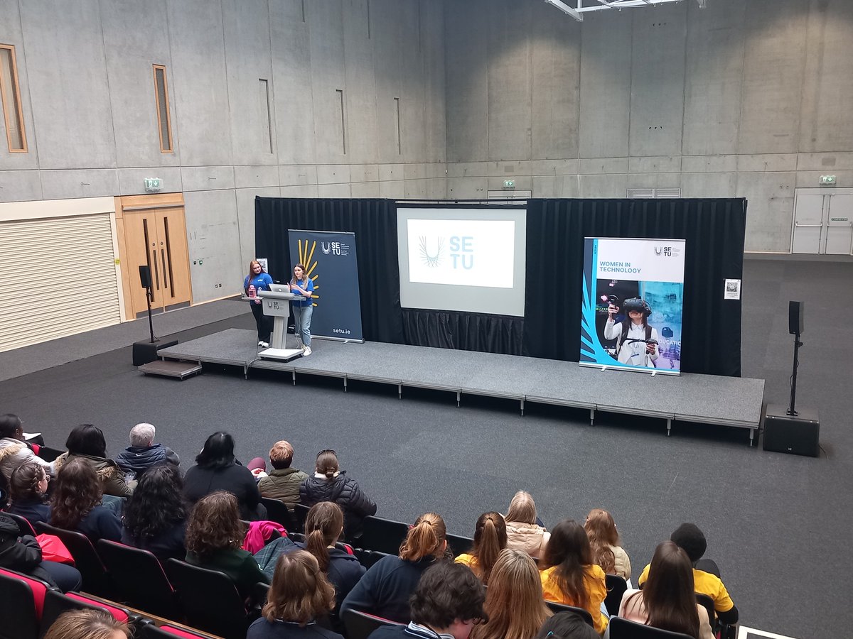 WomenInTechWIT's tweet photo. @Intel_IRL @BeckyTroy19 and @SaoirseODonova2 speaking at our event. They spoke about the importance of girls taking on tech courses.
#womenintech https://t.co/bLIck2Q6SK