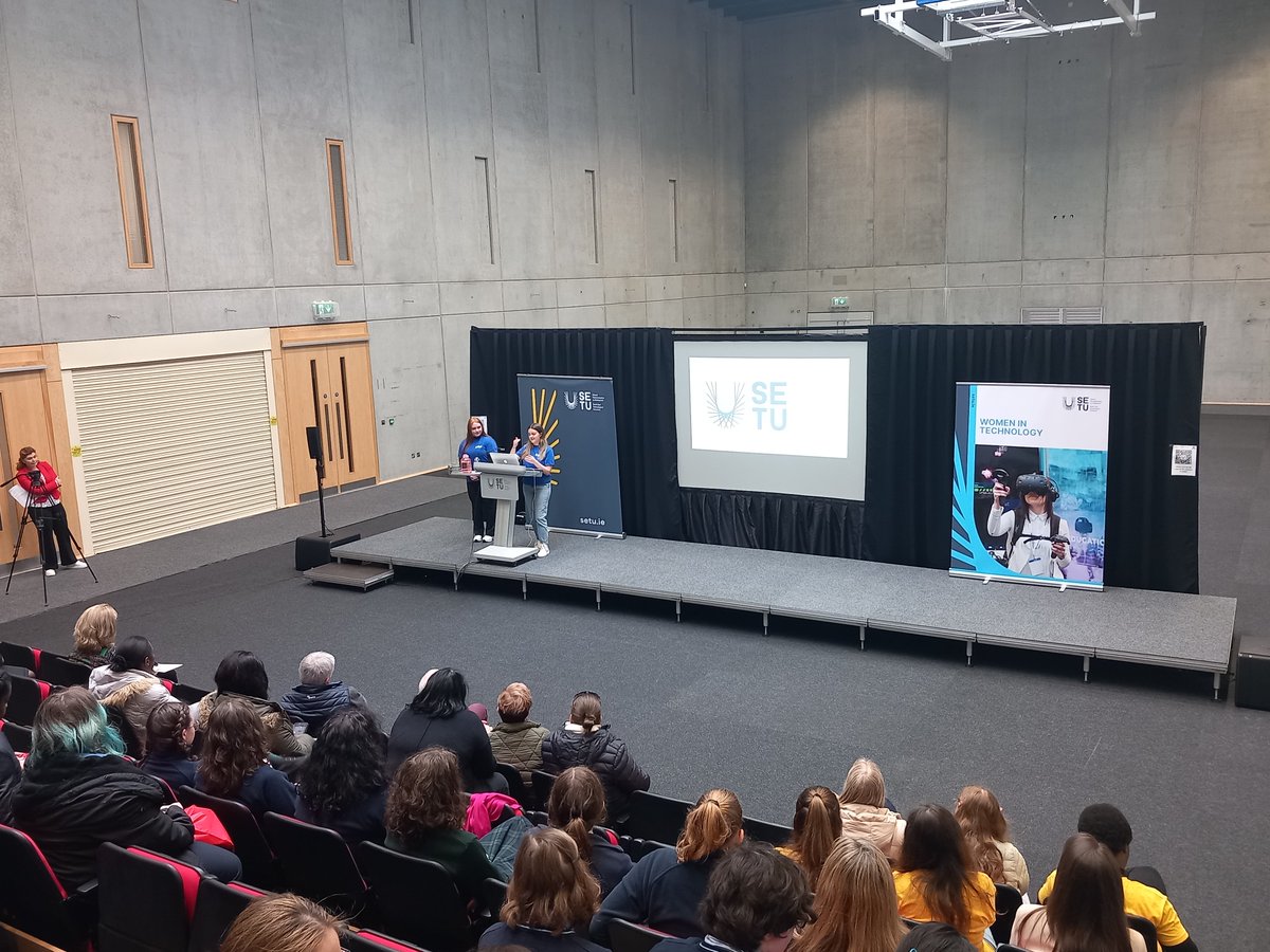 WomenInTechWIT's tweet photo. @Intel_IRL @BeckyTroy19 and @SaoirseODonova2 speaking at our event. They spoke about the importance of girls taking on tech courses.
#womenintech https://t.co/bLIck2Q6SK