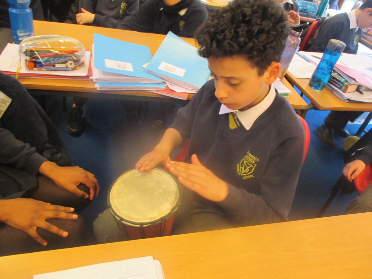 NW7StVincents's tweet photo. UKS2 have been celebrating other cultures in their Spring project with a focus on West Africa & the Kingdom of Benin. They visited the Bronzes @britishmuseum, danced, created music on djembe drums, painted African Warrior Women & cooked a West African meal #RJED @DOW_Ed_Service https://t.co/69ViWopnIF