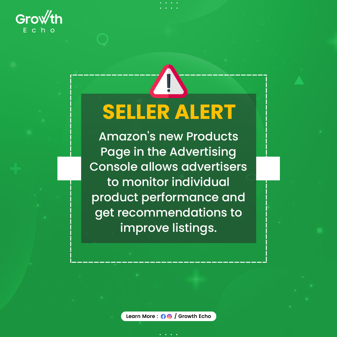 Growthecho_pvt's tweet image. Attention Amazon advertisers! Get a closer look at your product performance with Amazon's new Products Page in the Advertising console.

#SellerAlert #AmazonSeller #AmazonInventory #Amazon #AmazonNews