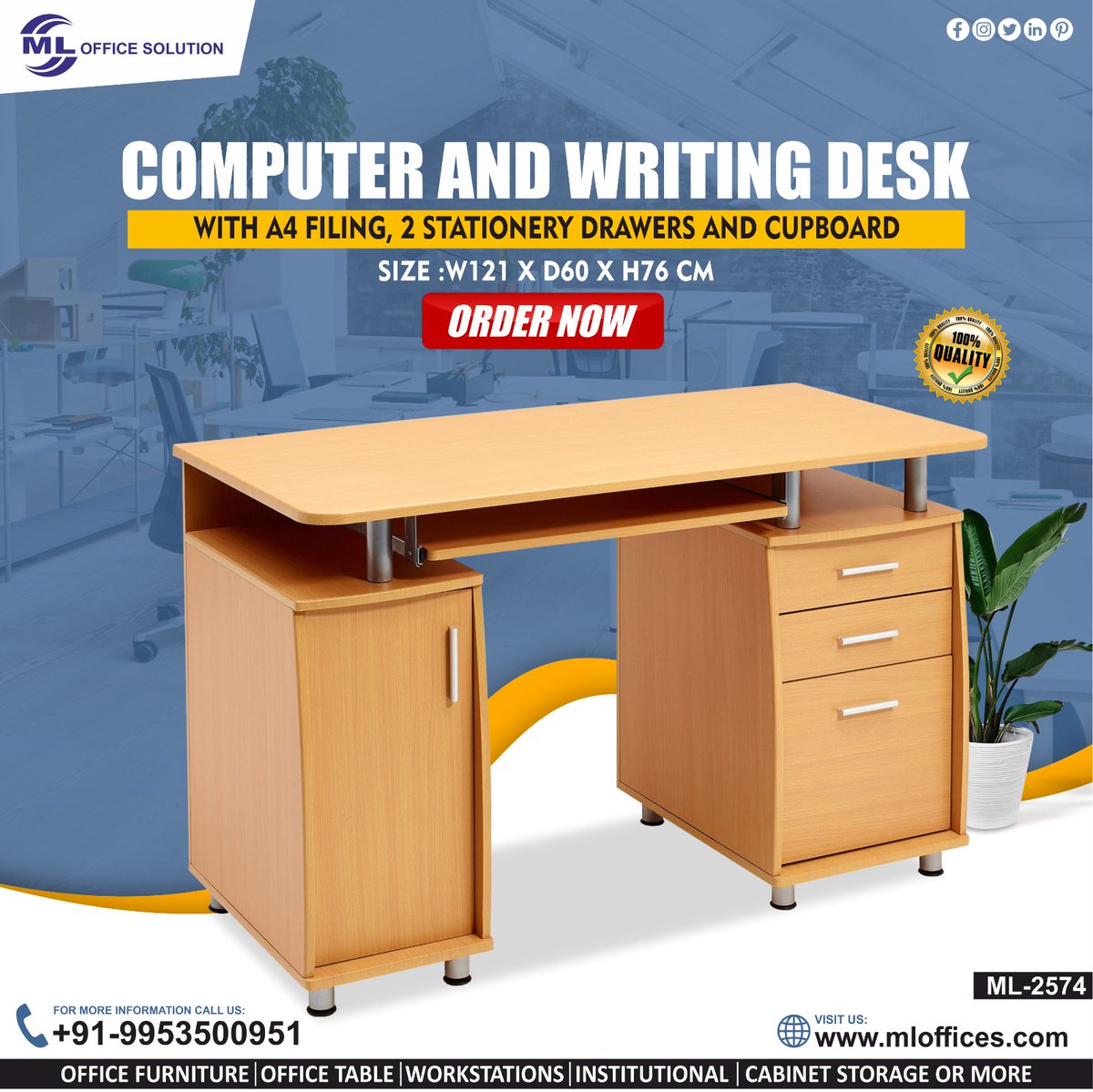 rkmloffice's tweet photo. ML-2574 Computer &amp; Writing Desk

Buy: https://t.co/7cwmXq1pfP

Contact Us:👇
📞 Contact us: 9953500951 (Call / WhatsApp)
💌 Mail: rk.mloffice@gmail.com

#mlofficesolution #officefurniture #computertable #officetable #woodenfurniture #ml2574 https://t.co/DFLkOX8i7k
