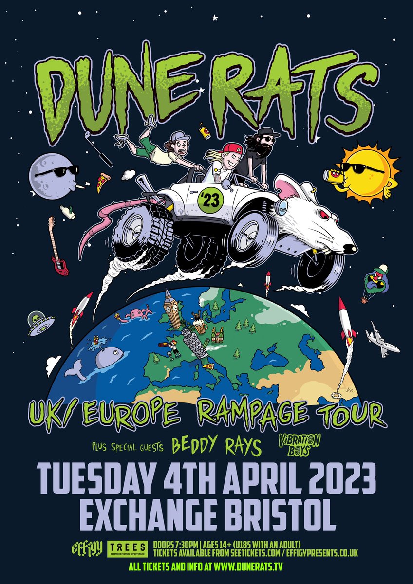Next week we will be opening up <a href="/exchangebristol/">Exchange Bristol</a> for <a href="/DUNERATSS/">DUNE RATS!</a> and <a href="/beddyrays/">beddyrays</a> 

The band are a personal favourite of ours so this feels so sick. 

TICKETS - effigypresents.seetickets.com/event/dune-rat…