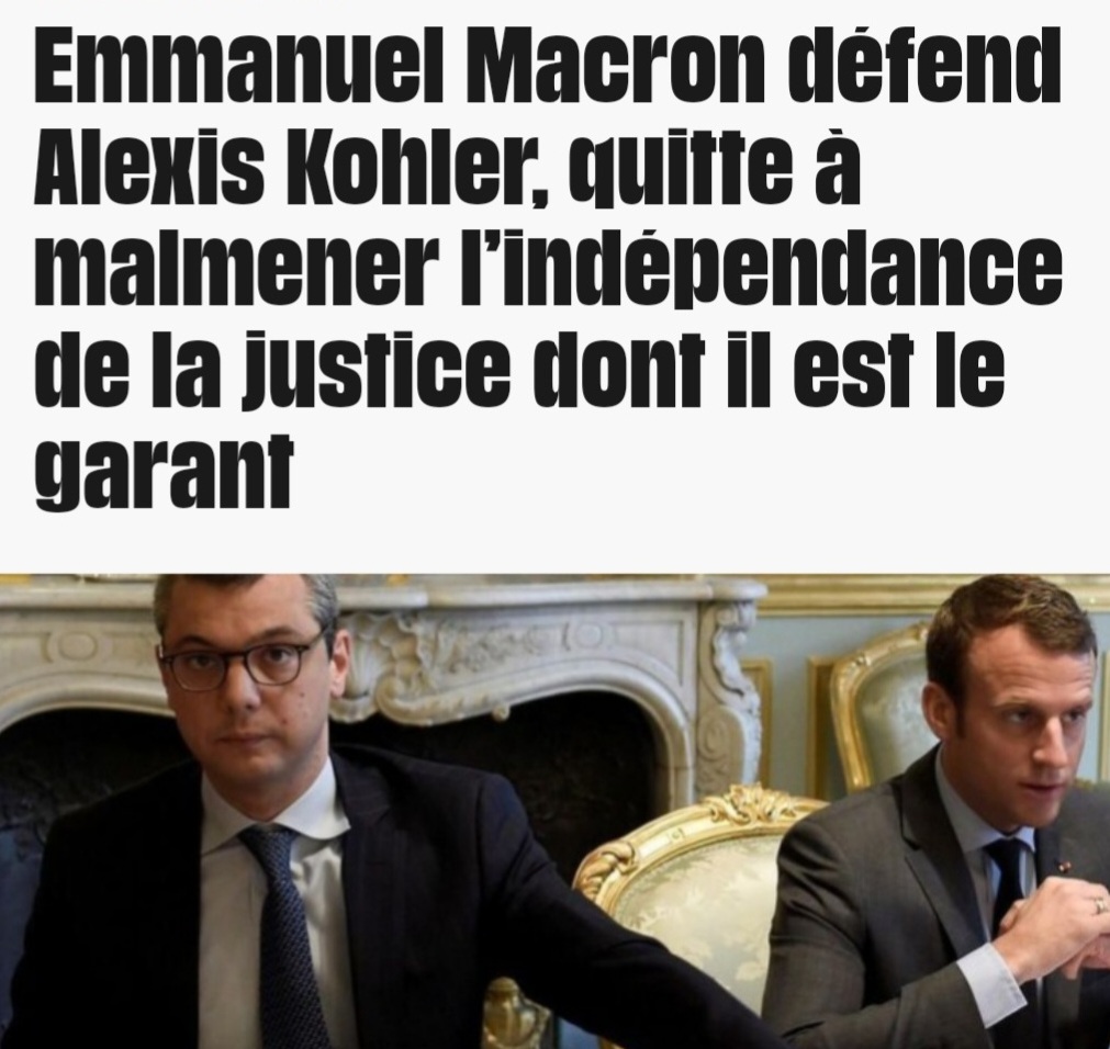 Macron, visé par des enquêtes du PNF, soutient Alexis #Kohler mis en examen, tout ça sous le regard ému de Dupond-Moretti renvoyé devant la CJR. C'est donc cette bande de voyous qui flingue les acquis sociaux et appelle au respect des institutions. #Reformedesretaites #McKinsey