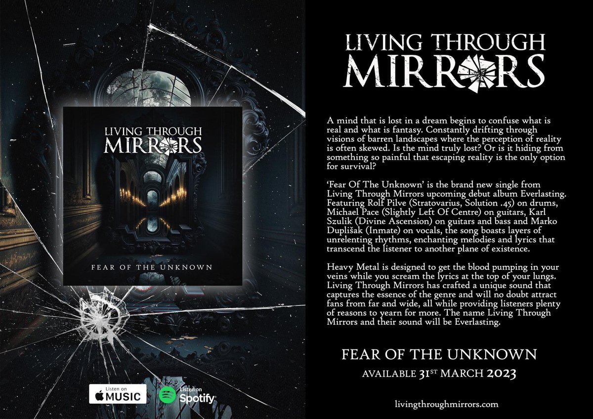 1st Single ‘Fear of the Unknown’ drops tomorrow 31.03.2023

#livingthroughmirrors #fearoftheunknown