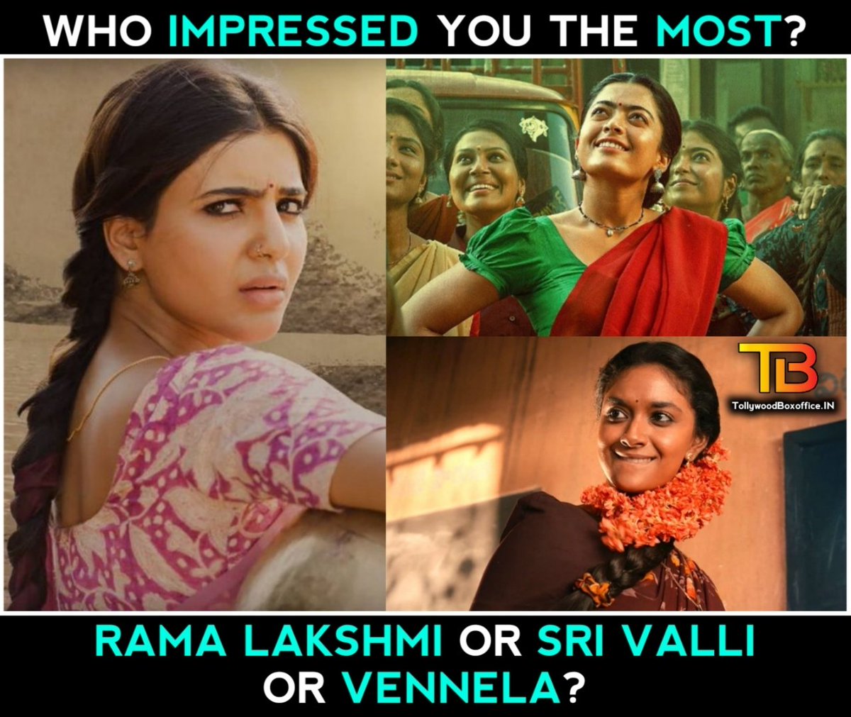 TBO_Updates's tweet photo. Who Impressed you the Most??

#Samantha #Rashmika #Dasara #KeerthySuresh @TBO_Updates https://t.co/86wcpPg5Md