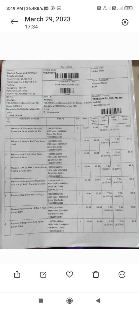 AnanyaDist81812's tweet photo. @GlobalbeesB Rejusure Order id 41283
I had ordered 12 products and paid for the same. But in the package 6 items are missing! Very very disappointed! 
I have sent mail. Attaching necessary images here to be extra sure. https://t.co/pV3ufsrrLb