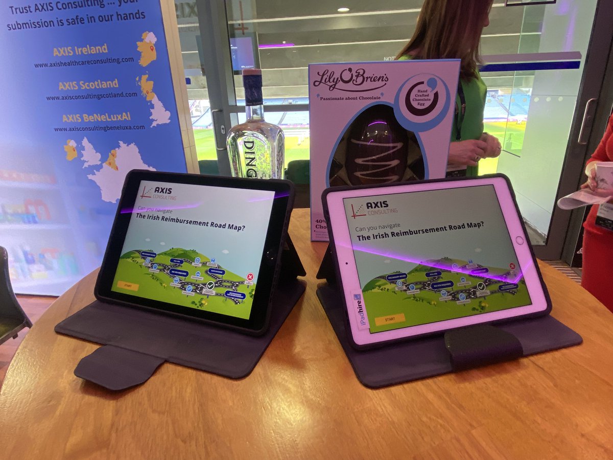 AXISConsultLTD's tweet photo. Challenge your knowledge of the Irish Reimbursement Landscape with our fun iPad game! 🚗 A fantastic prize of a bottle of Dingle Gin &amp; a Lily O’Brien’s Easter Egg is up for grabs for the highest score! Visit our stand located just outside the presentation hall at the PMI summit. https://t.co/PYTY9CBibz