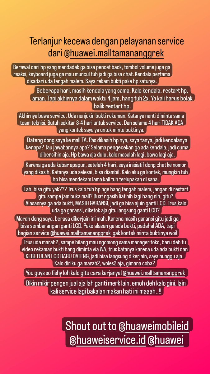 id_nov's tweet photo. Kecewa euy sama pelayanan @HuaweiMobile 

Better ganti hp apaan yak? Ada saran? https://t.co/qku7Z6X7MD
