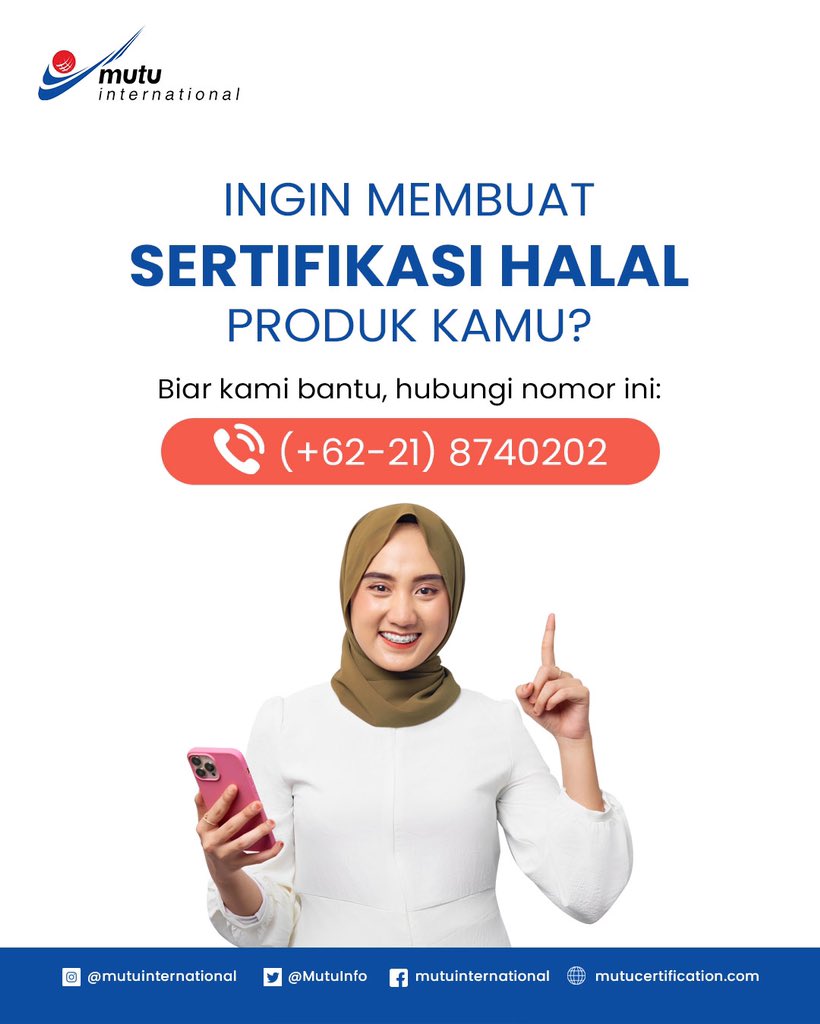 Yuk urus segera sertifikasi halal produkmu supaya gak kena sanksi dari pemerintah. Dengan sertifikasi halal, konsumen dapat merasa lebih aman dan produsen bisa mendapatkan kepercayaan konsumen. Jadi bisa makin cuan lagi kan?  #AyoMelekMutu !!!

#MUTUInternational