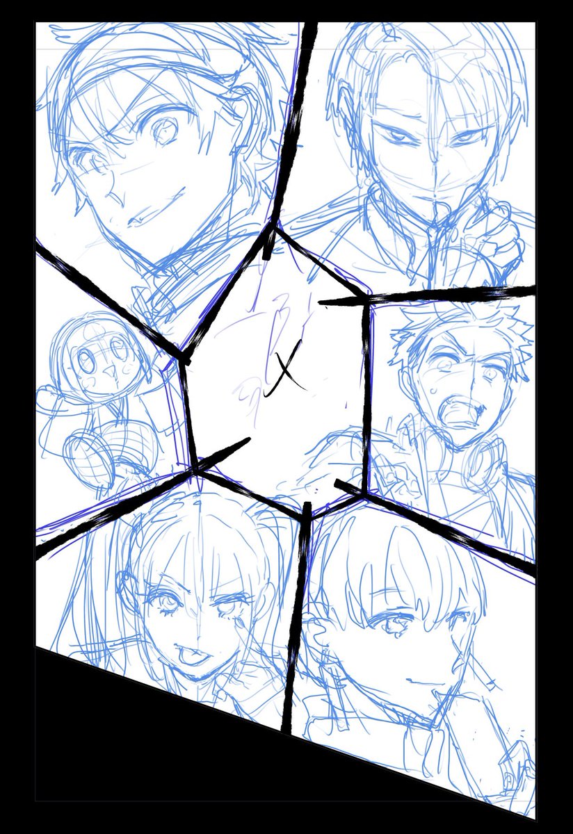 扉絵メイキング
①下描き②主人公に面白みが無いと思ったので直した下描き③ペン入れ④スタッフから上がってきた原稿に仕上げをして完成 