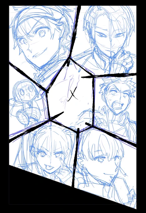 扉絵メイキング
①下描き②主人公に面白みが無いと思ったので直した下描き③ペン入れ④スタッフから上がってきた原稿に仕上げをして完成 