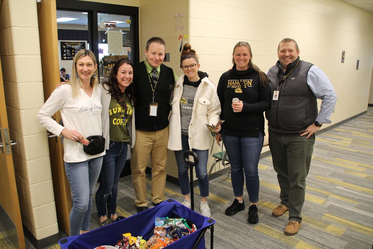 HamiltonSchools's tweet photo. To help the staff get to the Spring Break finish line this week, Dr. Lusk and Director of Teaching & Learning Mat Rehkopf went around the entire district to surprise all staff members with snacks and drinks. 🙌
Enjoy your Spring Break!
#EachWillThrive | #GoHawkeyes https://t.co/LyTpHZ0GSI