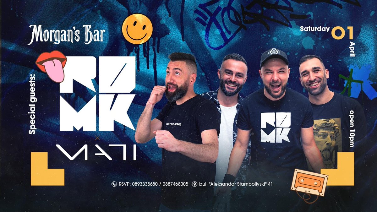 RDMKmusic's tweet photo. Sofia party people! RDMK is coming to pop your socks at Morgan's Bar this Saturday! Get ready to drink, dance and sing along to some killer tunes. And don't forget to grab some merch to remember the good times! Let's make this a night to remember - see you there! 🤘🍻🎶#rdmk https://t.co/JjSvlc3CCr