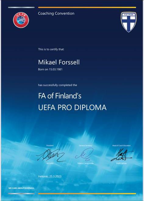MikaelForssell's tweet photo. So happy and proud to finally get my UEFA PRO -licenseβ½οΈπ¨πΌβππ
Thank you @Palloliitto for giving me the chance to educate myselfππ»but as we all know, coaching is about constantly developing and re-inventing yourself and it comes only through hard workπͺπ»
#UEFAPRO
#CoachingLicense https://t.co/roe0ufz9qz