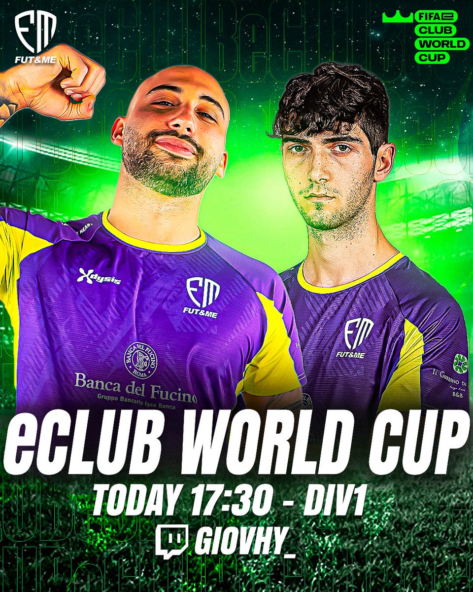 FutAndMeEsports's tweet photo. OGGI eCLUB ORE 18.00 🏆

I nostri ragazzi si batteranno fino alla fine! 🔥

Seguite i nostri @Giovhy69 e @vanbasten8790 sul canale Twitch per la diretta! ✅

Credits: @antoneygfx

#oneteamoneheart
.
.
.
.
.
#futandme #esports #team #fifa #fifae #eclub #mondiale #fut https://t.co/tu67Fwbqe3