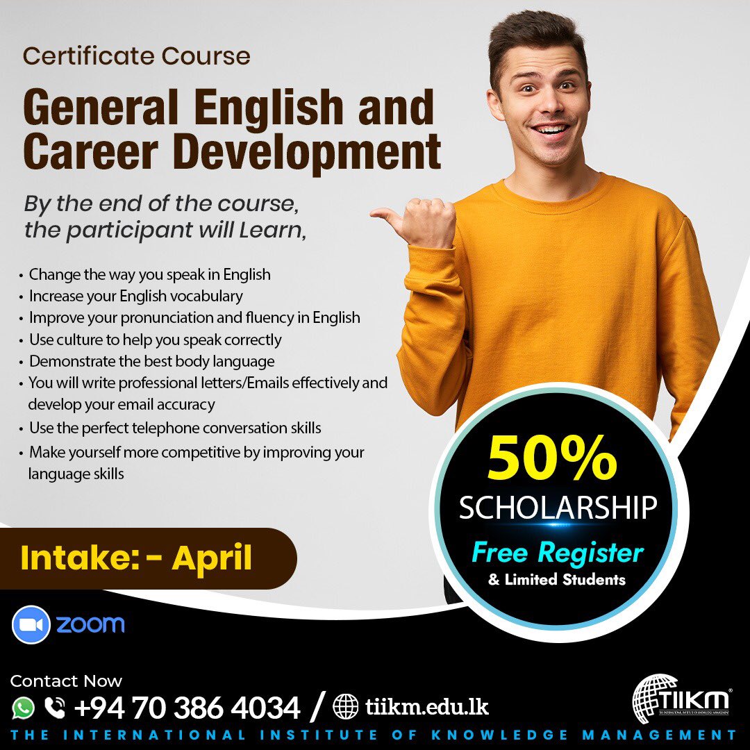 TiikmEdu's tweet photo. Semi scholarships offered to you.
Giveaway ! Don't miss this opportunity to invest in your future.

Certificate Program General English and Career Development (𝟑 𝐌𝐨𝐧𝐭𝐡𝐬) 
- Course Details
• 𝐅𝐮𝐥𝐥 𝐎𝐧𝐥𝐢𝐧𝐞
• 𝐖𝐞𝐞𝐤𝐞𝐧𝐝 𝐂𝐥𝐚𝐬𝐬𝐞𝐬 https://t.co/VkwElveIQB