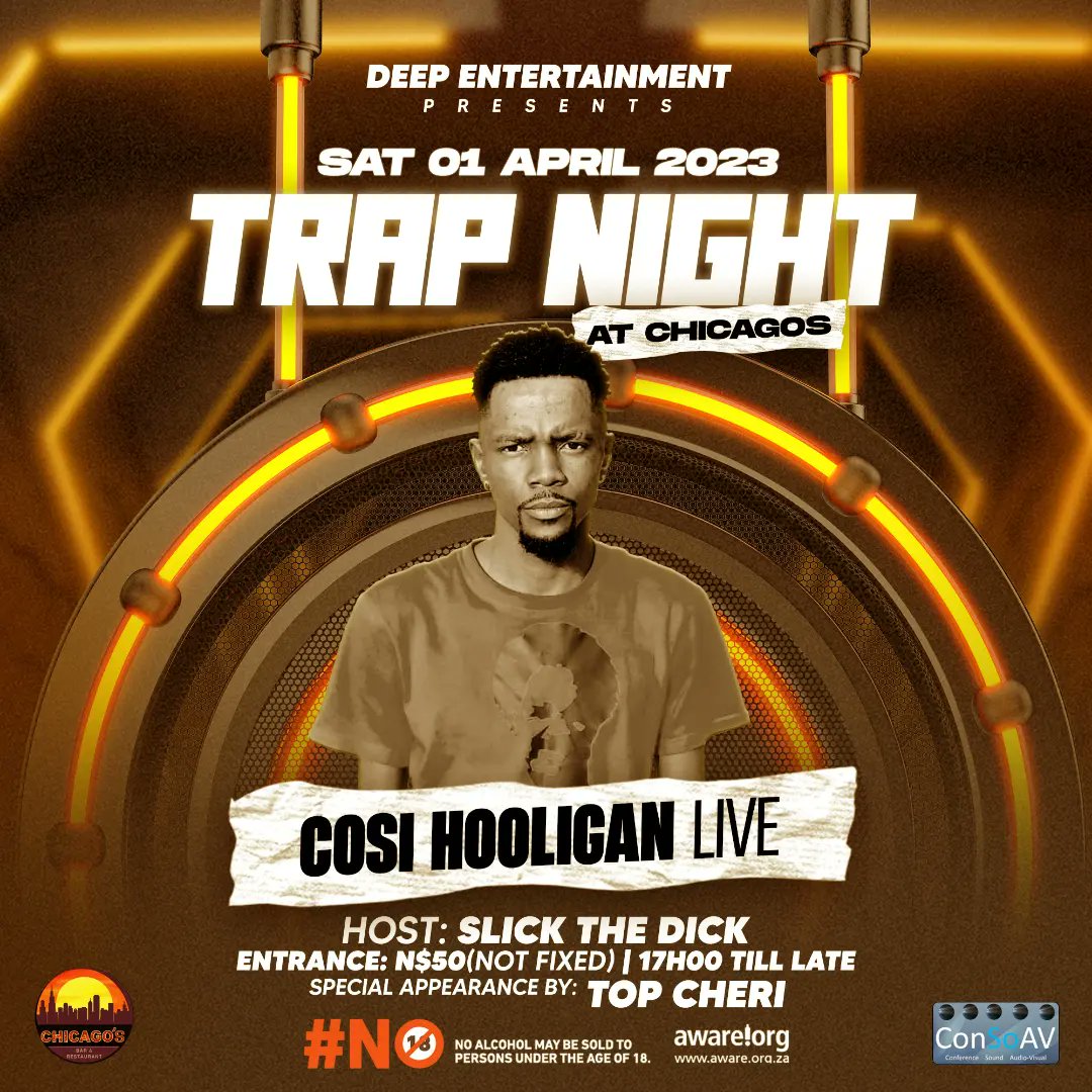 Cosi_Hooligan's tweet photo. 3⃣ DAYS 2 GO...
Catch the Hooligan live @chicagoswindhoek for the Trap Night on the 1st of April 2023 🚀 🔥 💯

#TrapNight
#HooliganMusic
#TheMissionIsToGetOutTheTrap🏁 https://t.co/KoD3UmypkO