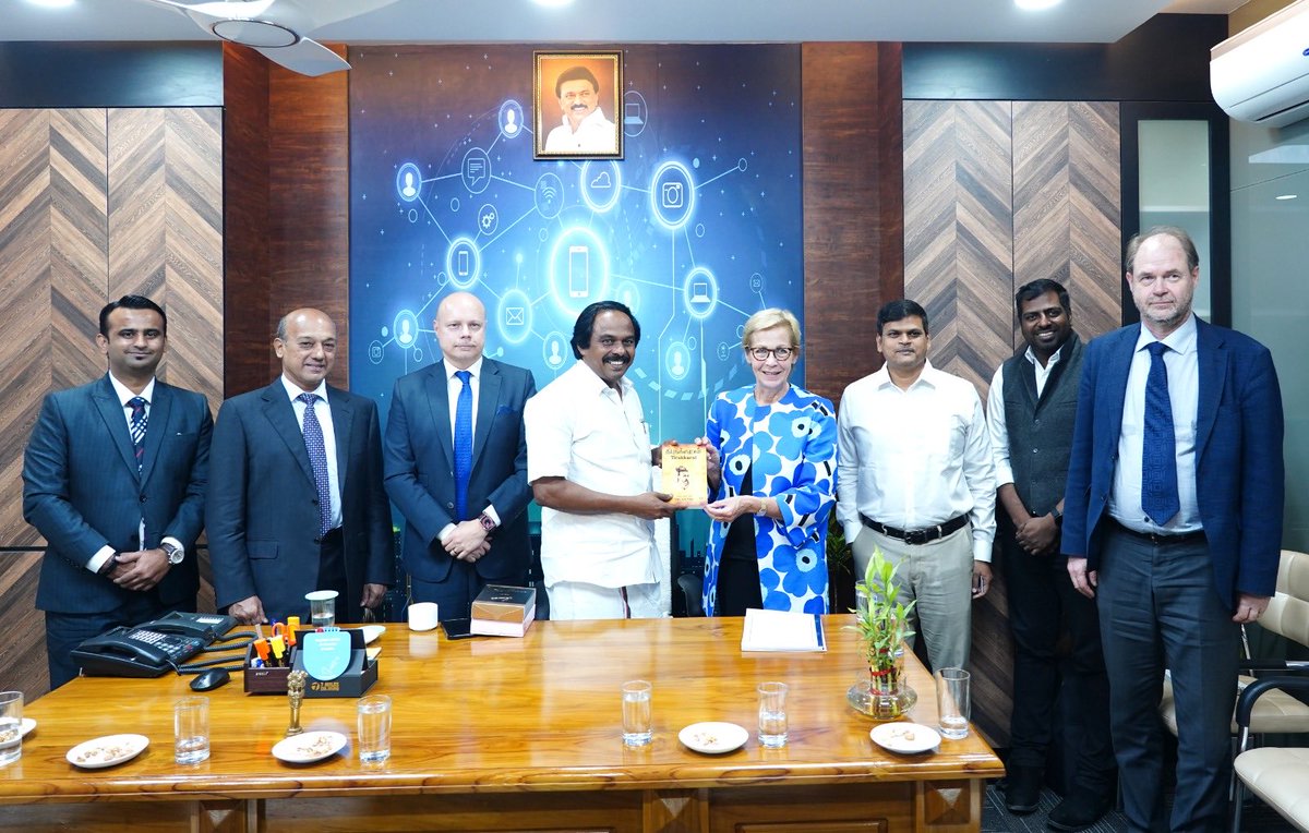 Manothangaraj's tweet photo. Had a meeting with the Ambassador of Finland to India regarding how we can collaborate to further progress our tech prowess. We discussed Tamil Nadu's scope for tech related to sustainability, digitalization, and education.
#collaboration #techforcommonman #tamilnaduforIT https://t.co/rQaaOVPvCf