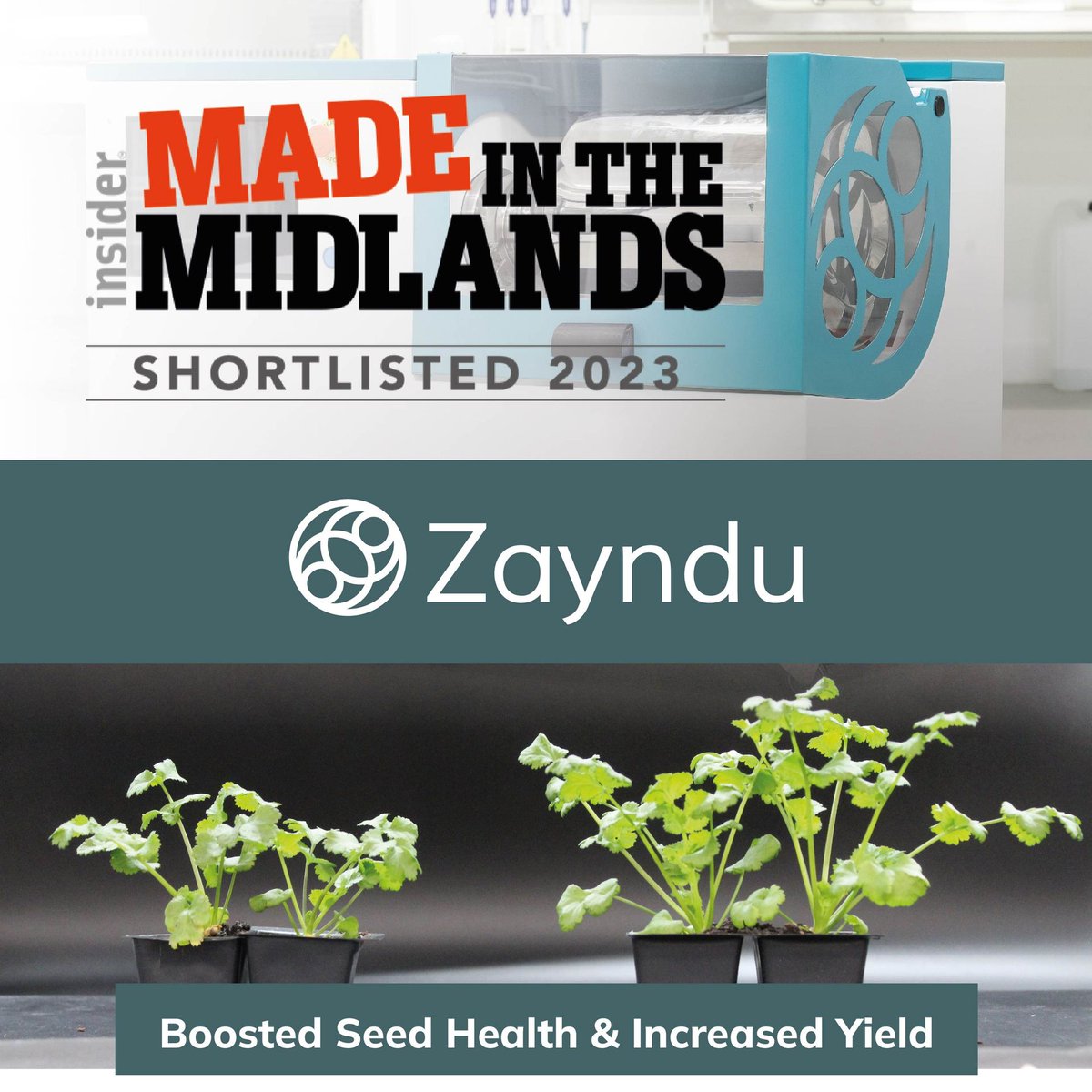 Zayndu_Seeds's tweet photo. Zayndu have been shortlisted again for #MadeinMids Awards 2023! Selected in 3 categories Digital Engineering/Technology, Food & Drink & Manufacturing Innovation the team will be looking forward to attending the event on the 4th May held at the Macdonald Burlington, Birmingham. https://t.co/v0Vdh1VK4V