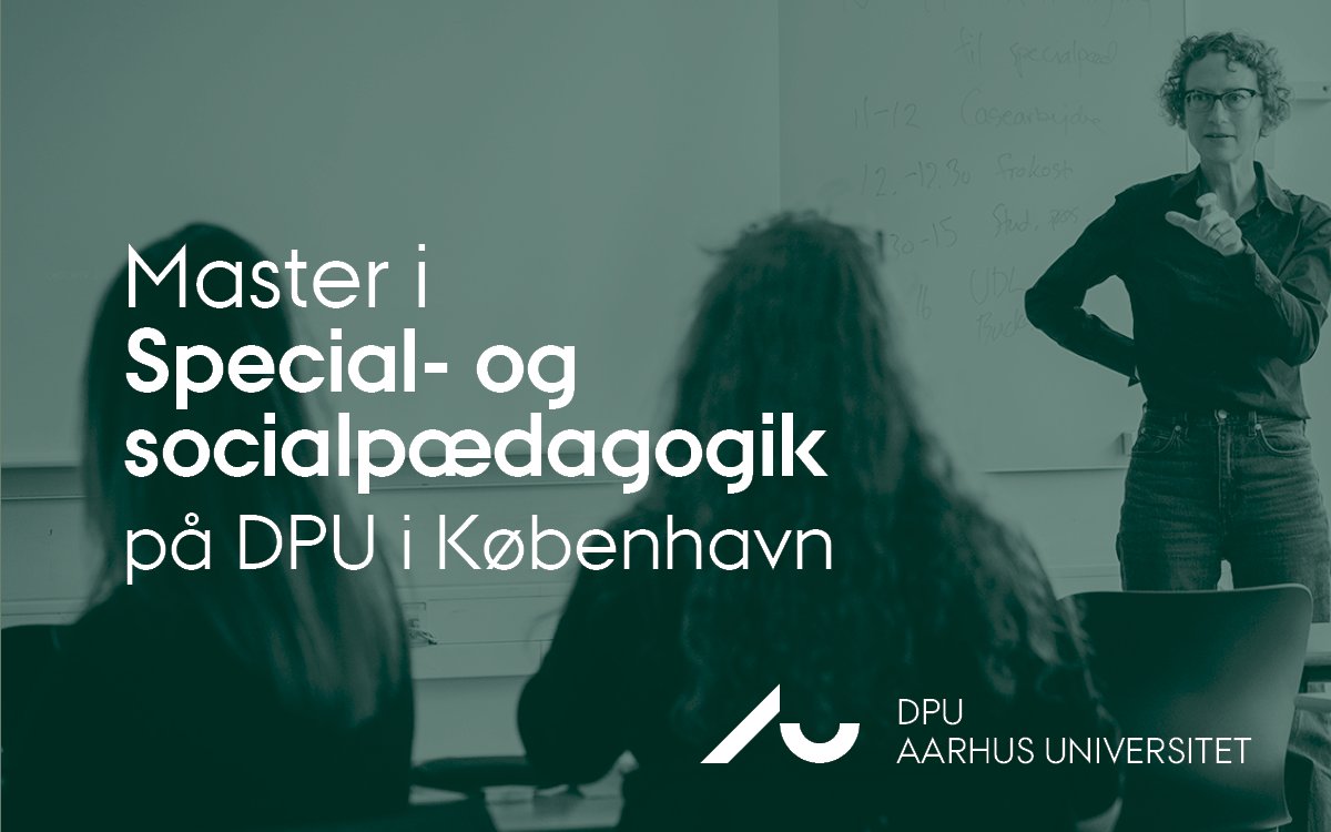 DPU udbyder nu igen en masteruddannelse i special- og socialpædagogik, hvor de masterstuderende bliver del af et forskningsmiljø omkring inklusion, trivsel og PPR. #uddannelse #skolechat #dkpæd #bhvchat #dksocial dpu.au.dk/masteruddannel…