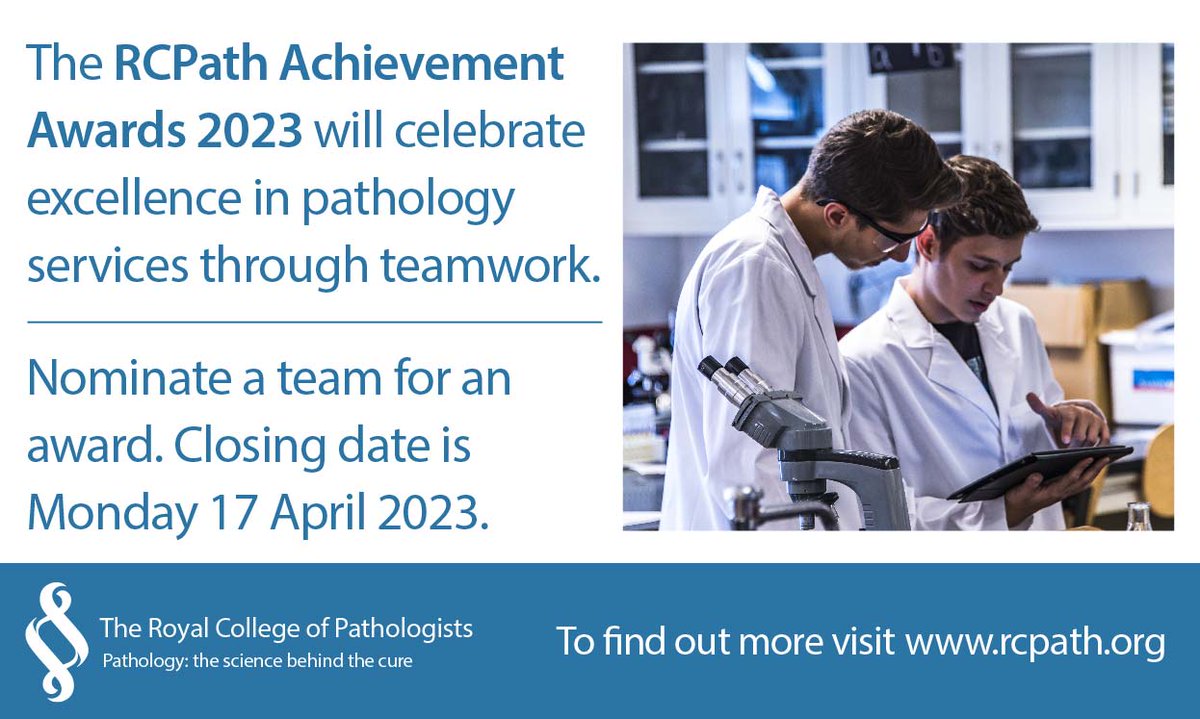 Nominations are now open for the #RCPathAchievementAwards2023. We had some fantastic #pathology team winners in 2022. Find out more at: 
ow.ly/zQVf50NtvPL