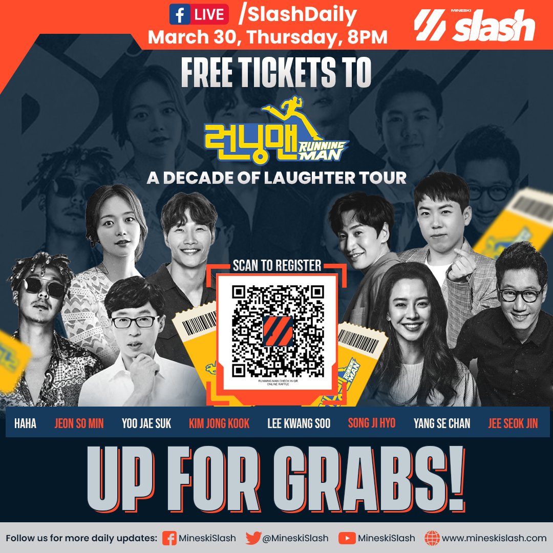 MineskiSlash's tweet photo. 1 HOUR TO GO BEFORE THE /SLASH ANNOUNCEMENT!
At around 8:00PM tonight, we will announce the Slash Winners of the Running Man : A Decade of Laughter Free Tickets via FB Live!
See you at the Livestream later!
#MineskiSlash #SlashDaily #SlashRunningMan #RunningMan https://t.co/pF6J1lx1Tc