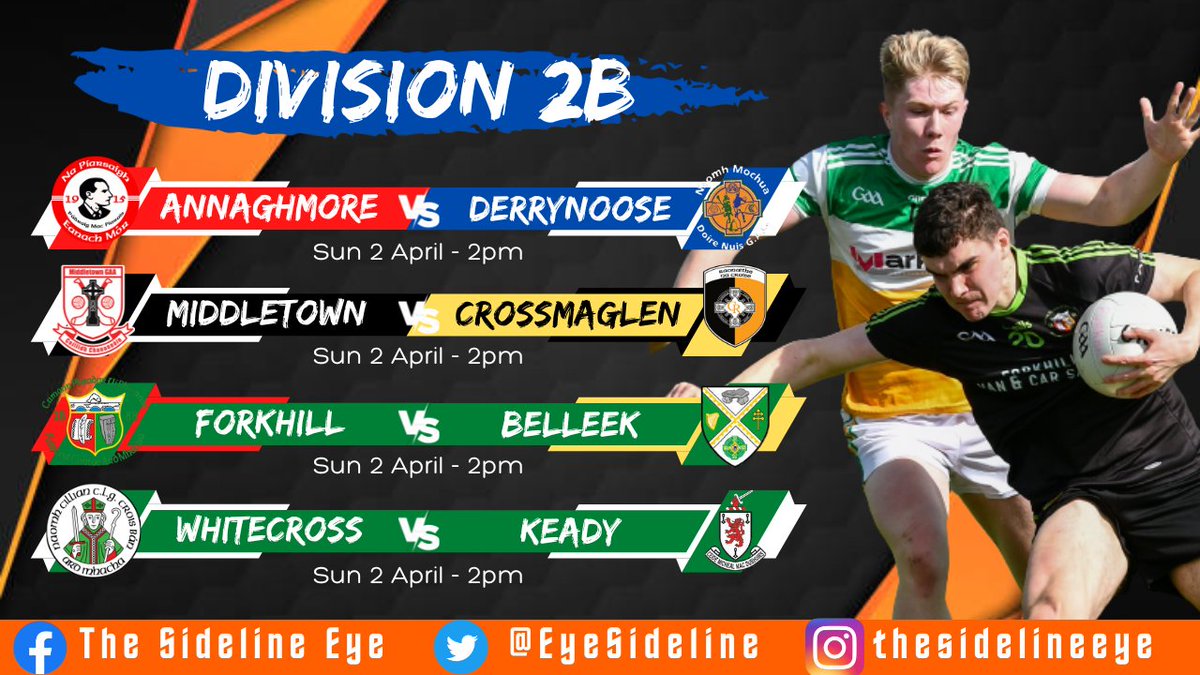 DIVISION 2A &amp; 2B

<a href="/stpaulslurgan/">CLG Naomh Pól, An Lorgain</a> <a href="/FoircealGAA/">Forkhill GAA</a> <a href="/DwyersKeady/">Keady Michael Dwyers</a>