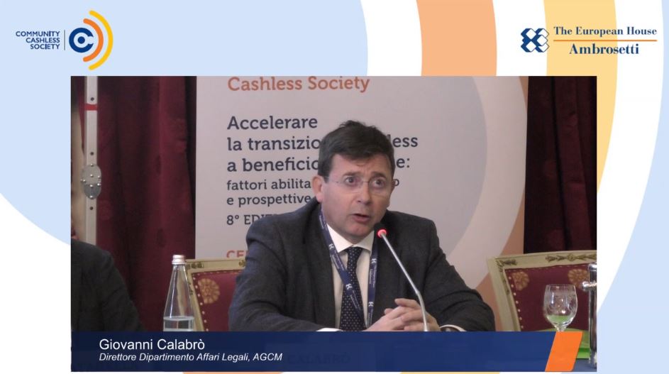 Ambrosetti_'s tweet photo. #CashlessCommunity #cashlessrevolution Giovanni Calabrò Direttore Dipartimento Affari Legali, AGCM.  "Tecnologia, regole e condotte sono i tre elementi del tema #cashless " https://t.co/QvwgAE781I