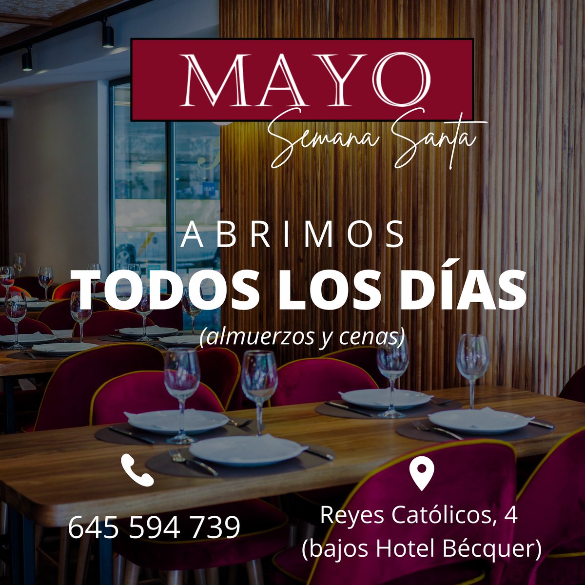 HRMANOLOMAYO's tweet photo. 🍽 Esta Semana Santa, los mejores encuentros con familiares y amigos se viven en Mayo Sevilla.

𝗥𝗘𝗦𝗘𝗥𝗩𝗔𝗦

📞 645 594 739
🌐 https://t.co/tccQsSTx4a
📌Reyes Católicos, 4 (bajos Hotel Bécquer)

#MayoSevilla #RestauranteManoloMayo https://t.co/gjCornxGkp