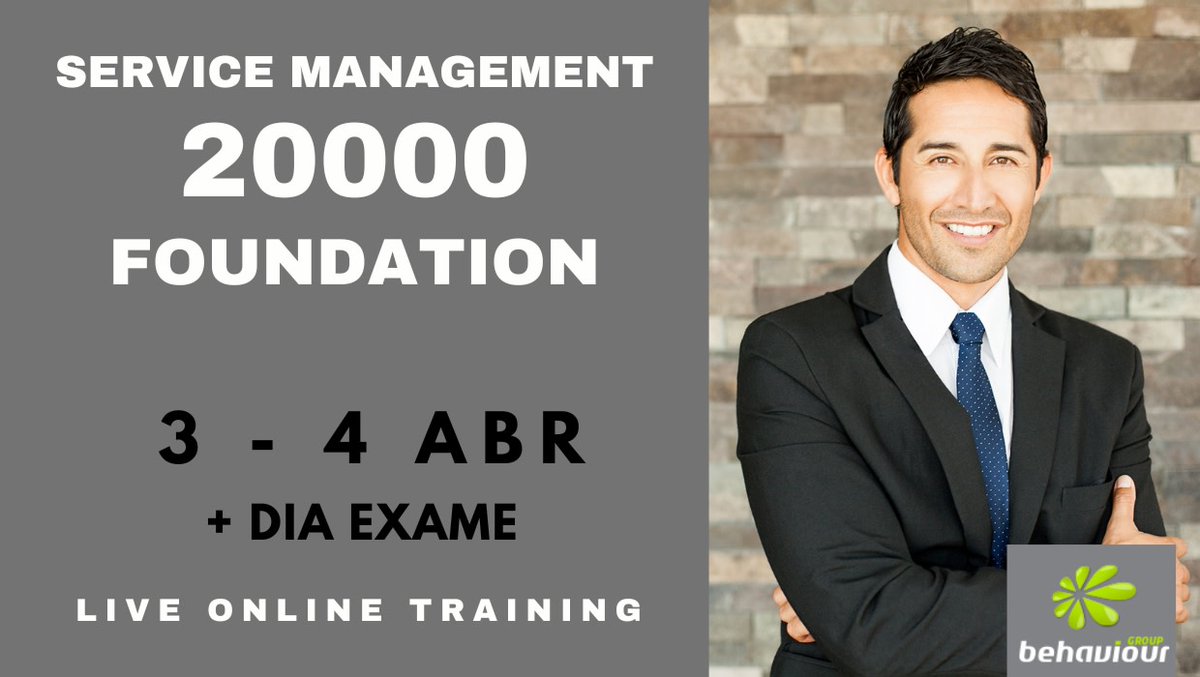 Behaviour_'s tweet image. Service Management 20000 Foundation, curso prático da norma ISO 20000, Sistema de Gestão de Serviços de TI. Inscreva-se online: behaviour-group.com/PT/curso-servi…

#ISO20000 #itservicemanager #itservicemanagement #gestaoservicoti #formacaoonline #onlinetraining #onlinecourse #behaviourgroup