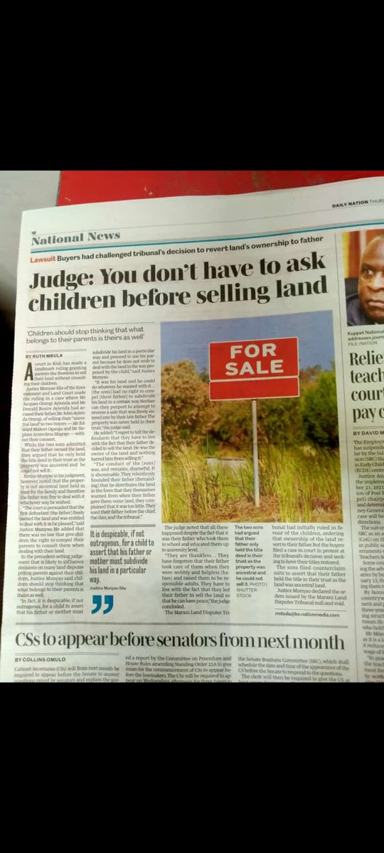 You don't have to ask children before selling land