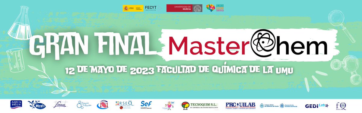 UMUdivulga's tweet photo. 🔴ÚLTIMA HORA | #MasterChem de la UMU ya tiene a los nueve equipos finalistas de su V edición🧪

9⃣ clasificados competirán por el oro en el certamen químico de la @UMU 

🧵Sigue el #hilo para descubrir quiénes son

@FECYT_Ciencia 
@CienciaGob 
@QuimicaUm 
https://t.co/94645r0PEE https://t.co/KQgt146BLH