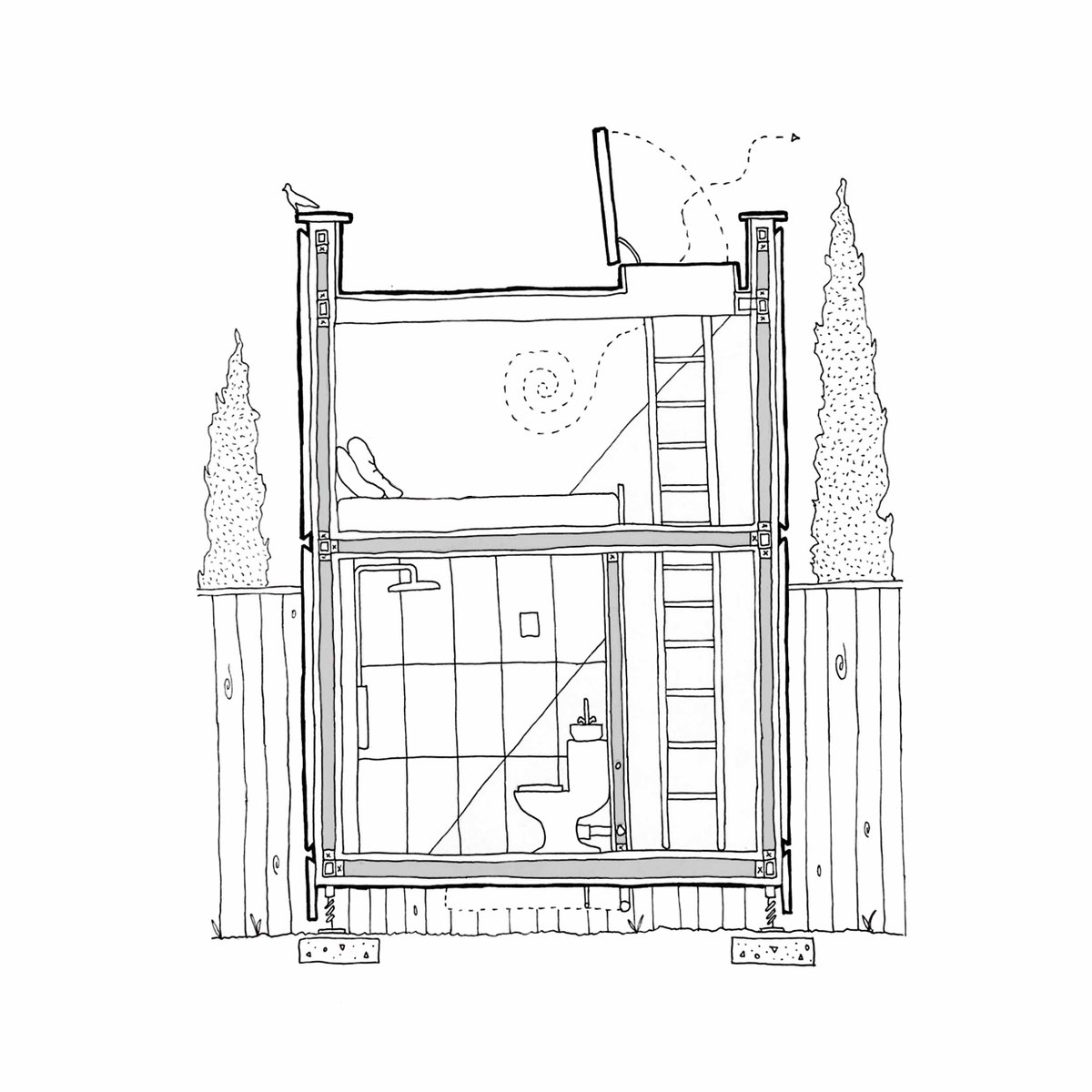 Sleeping Pod Section - Zean Macfarlane

#sketch #architecture #architecturedrawing
#microhouse #microhome #carryhome #architect #art #sketching #building #affordablearchitecture
#affordablehousing