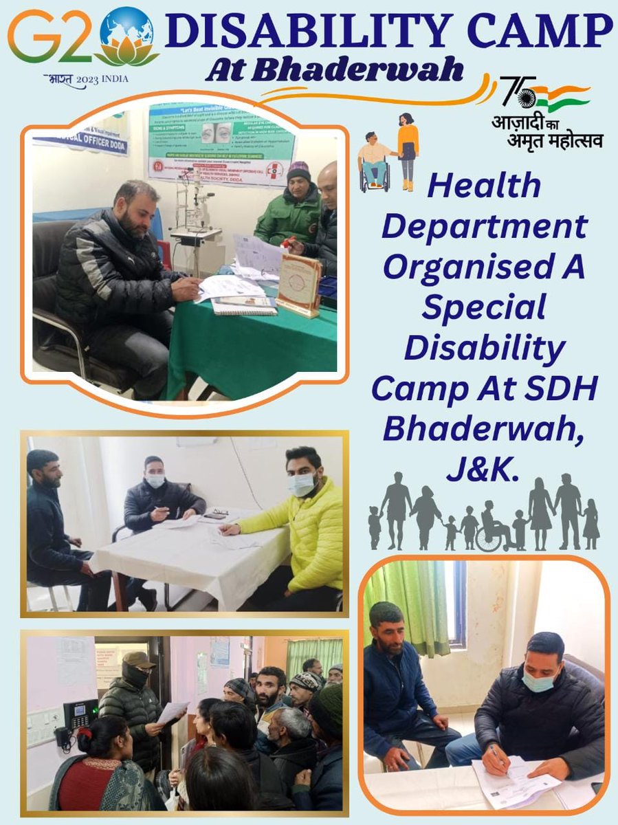 Superbi67139951's tweet photo. With an aim to provide door to door health services to the people, Health Dept Organised a Special Disability Camp at SDH Bhaderwah.
#Disabilitycamp
#BadaltaJammuKashmir
#ProgressiveJK
#BharatNirman #G20India
#NationBuilding
@vishesh_jk
@diprjk
@OfficeOfLGJandK
@DrJitendraSingh https://t.co/0U9olXMLaM
