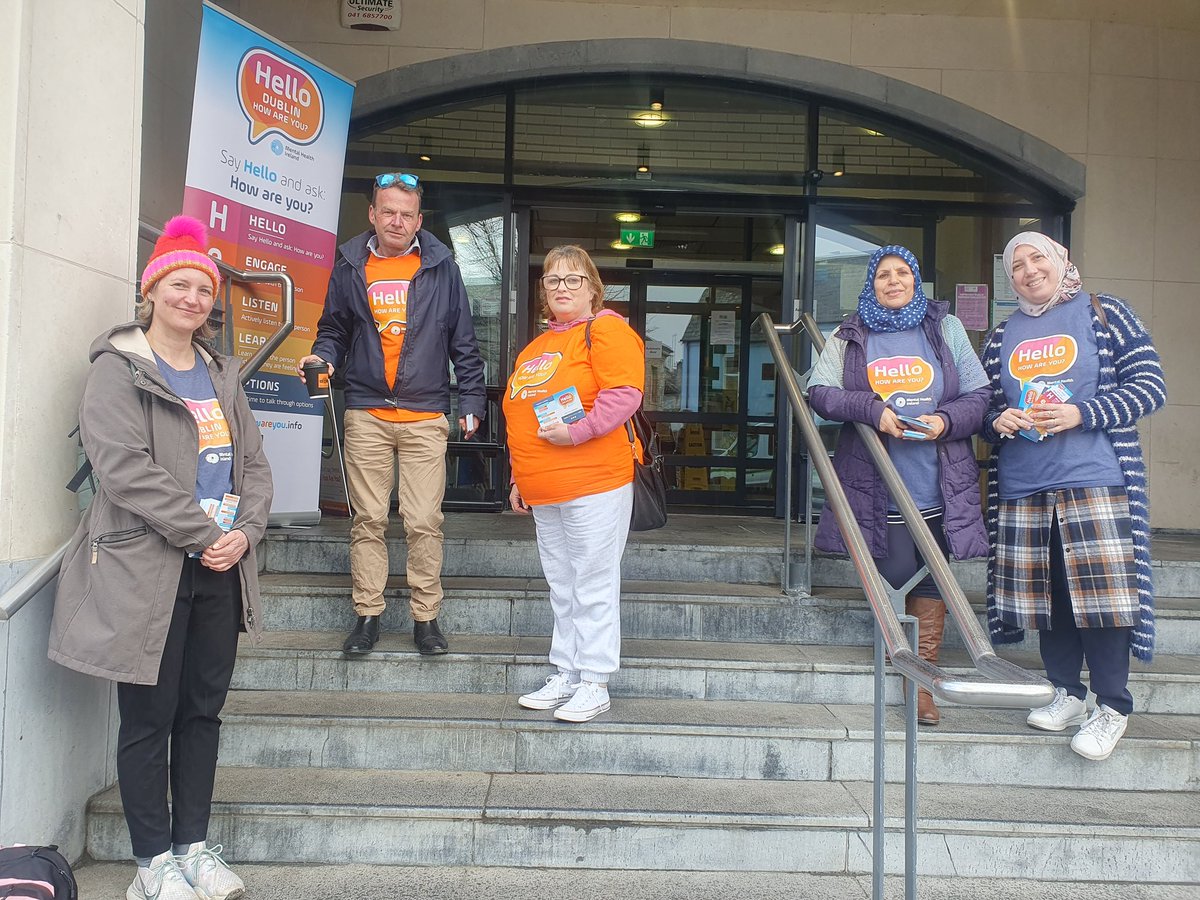 Lots of happy faces saying #HelloHowAreYou at Balbriggan Library.