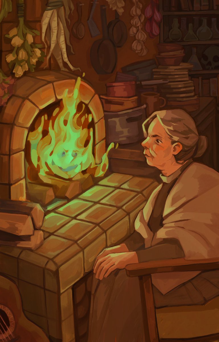 1girl old woman old fire sitting grey hair book  illustration images