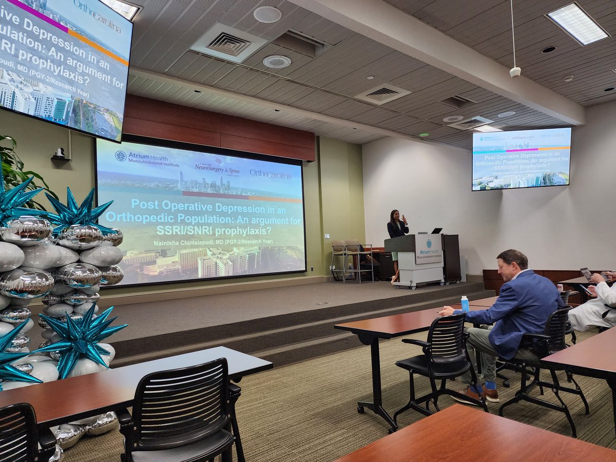 JosephHsuMD's tweet photo. Eye opening talk by @Nainisha_C @CMC_OrthoRes @AtriumOrthoRes on using antidepressants as prophylaxis in Ortho/spine patients.
@otatrauma 

Launching two interventional trials @BigOrthoTrauma
@AtriumMSKI
#biopsychosocial

@MeghanKWally @rseym01 @MKarunakarMD https://t.co/XzFksMvpY4